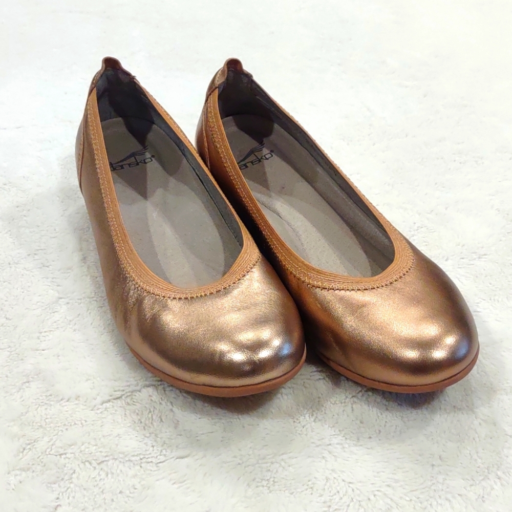 Dansko Rose Gold Leather Flats